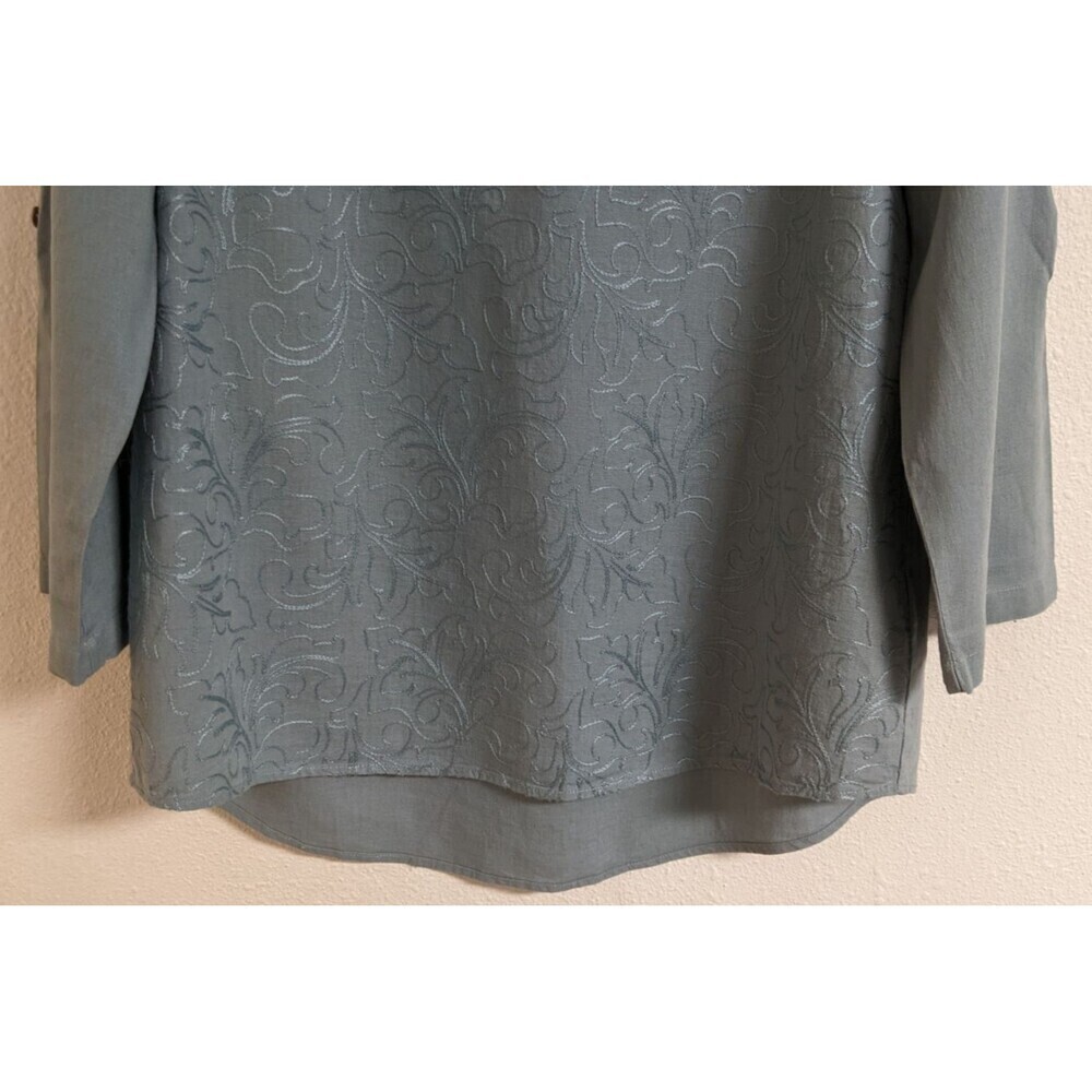 Women's Soft Surroundings Blue Lillith Arona Linen Boho Tunic Embroidered Top PM - Picture 7 of 13
